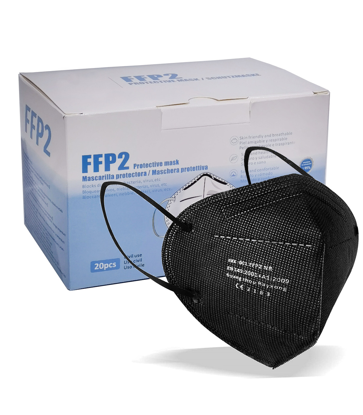  FFP2 Máscara 20 unidades, máscara de seguridad contra
